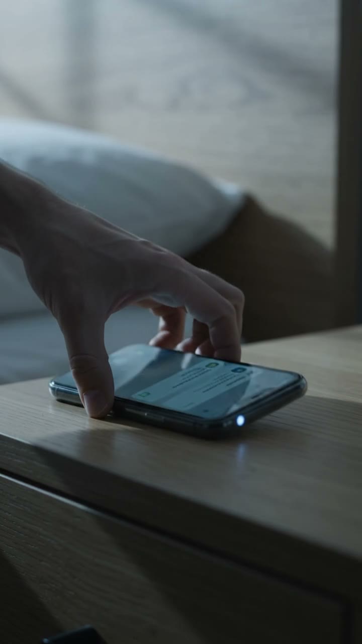 A professional checking work on a phone at breakfast, from the Be Human campaign.
