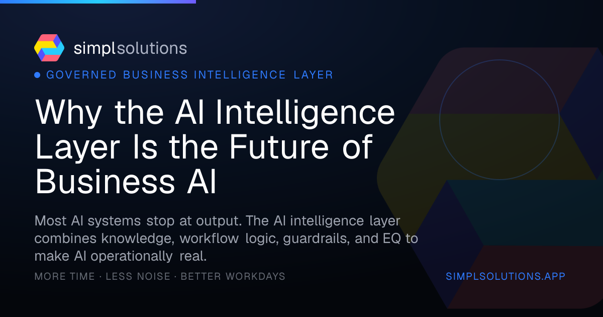 Why the AI Intelligence Layer Is the Future of Business AI - SimplSolutions graphic