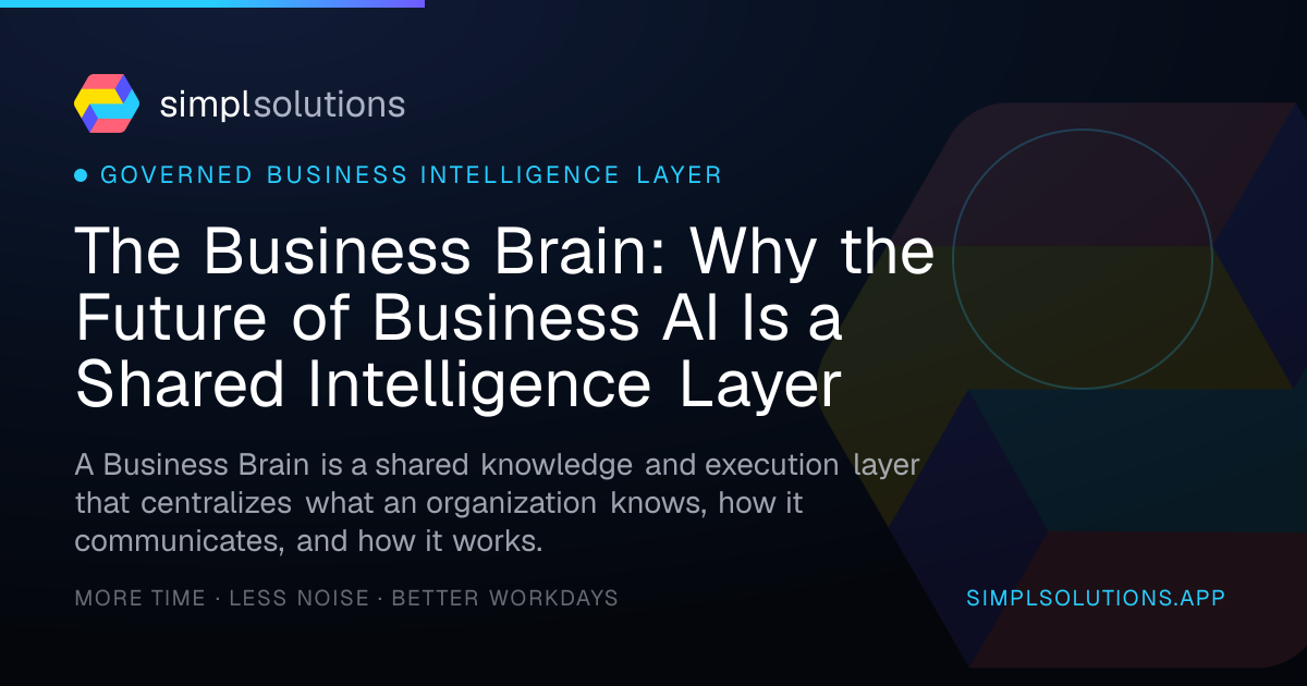 The Business Brain: Why the Future of Business AI Is a Shared Intelligence Layer - SimplSolutions graphic