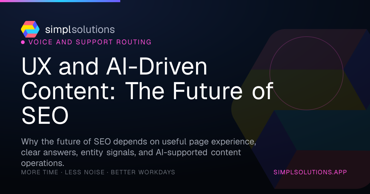 UX and AI-Driven Content: The Future of SEO - SimplSolutions graphic